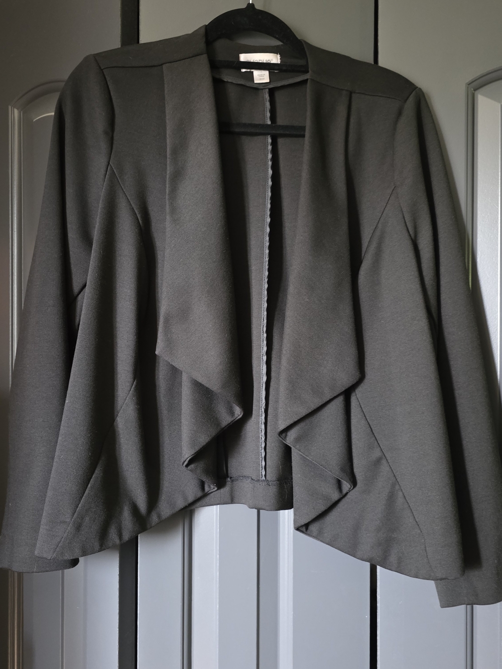 Avenue Black Draped Open-Front Blazer